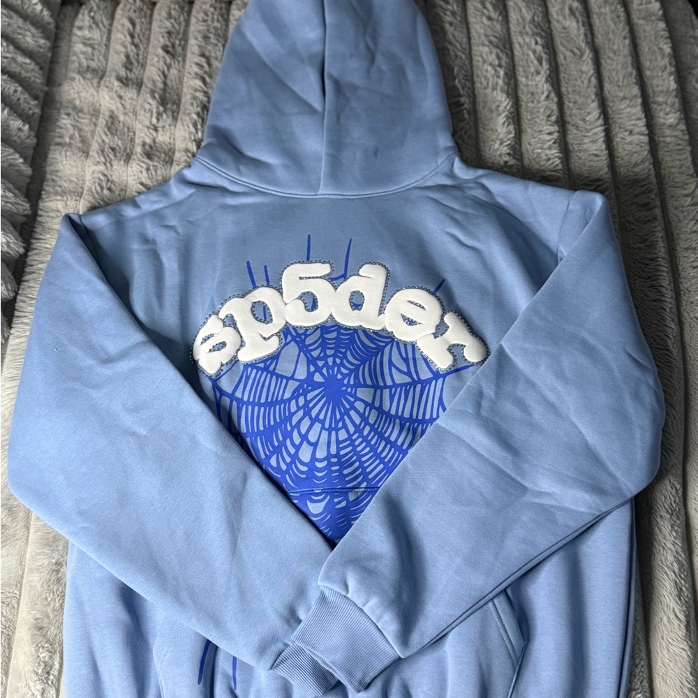 Blue Web Hoodie by Sp5der - Picture 2 of 3